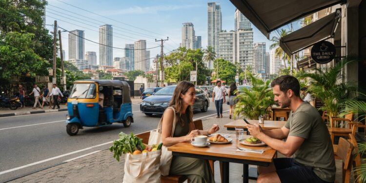 Cost of living in Colombo, Sri Lanka, showing modern city life, transport, cafés and everyday expat living.