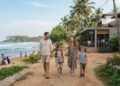 Expat family with children enjoying everyday life on Sri Lanka’s south coast near a tropical beach, cafés and local amenities.